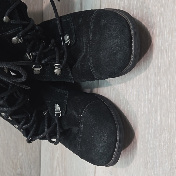 UGG Australia Women Gradin Combat Lace Up Leather Boots Chunky Shoes sz 7.5 - Picture 5 of 13